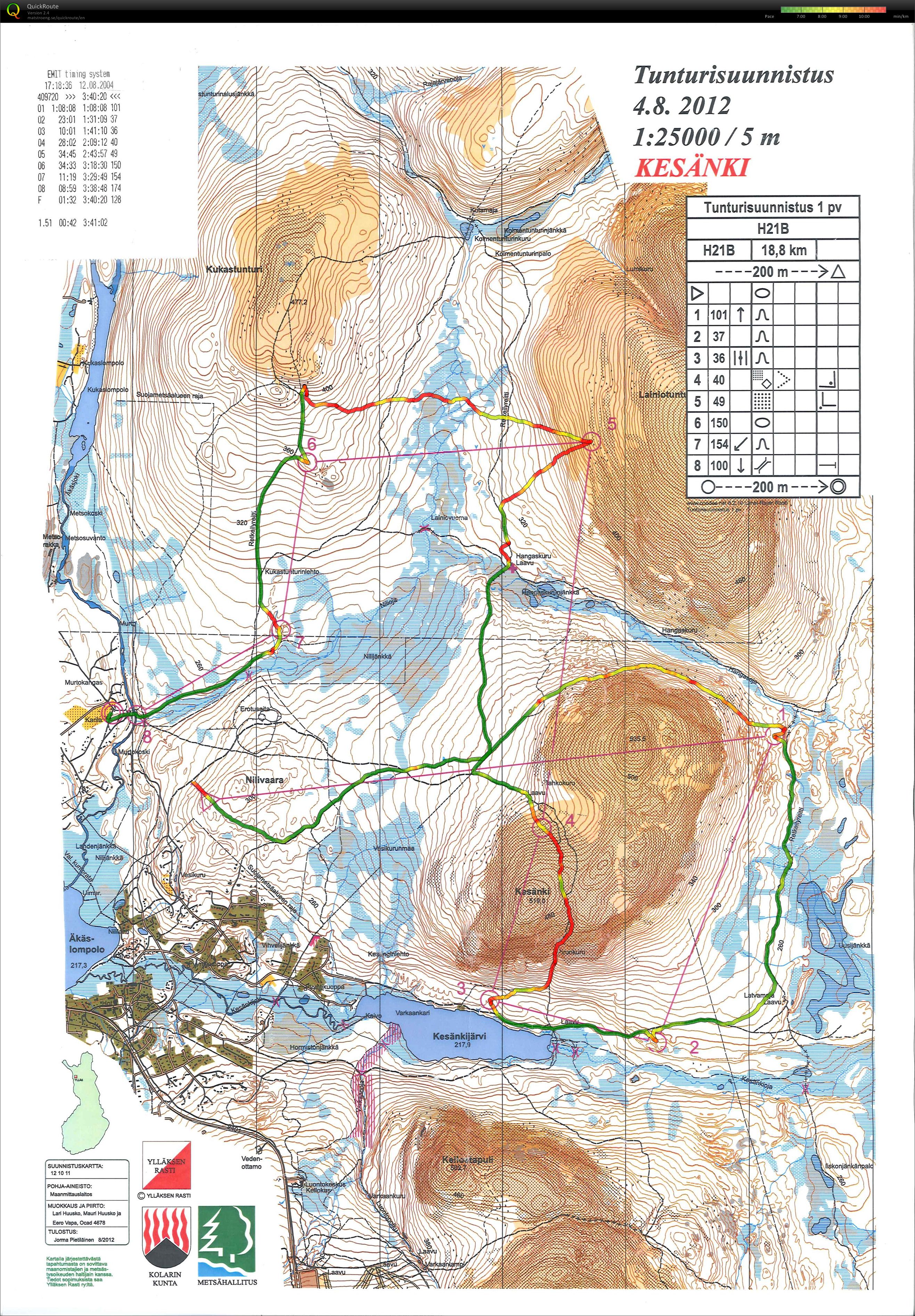 Tunturisuunnistus 2012 Ylläs 1.Päivä (04-08-2012)