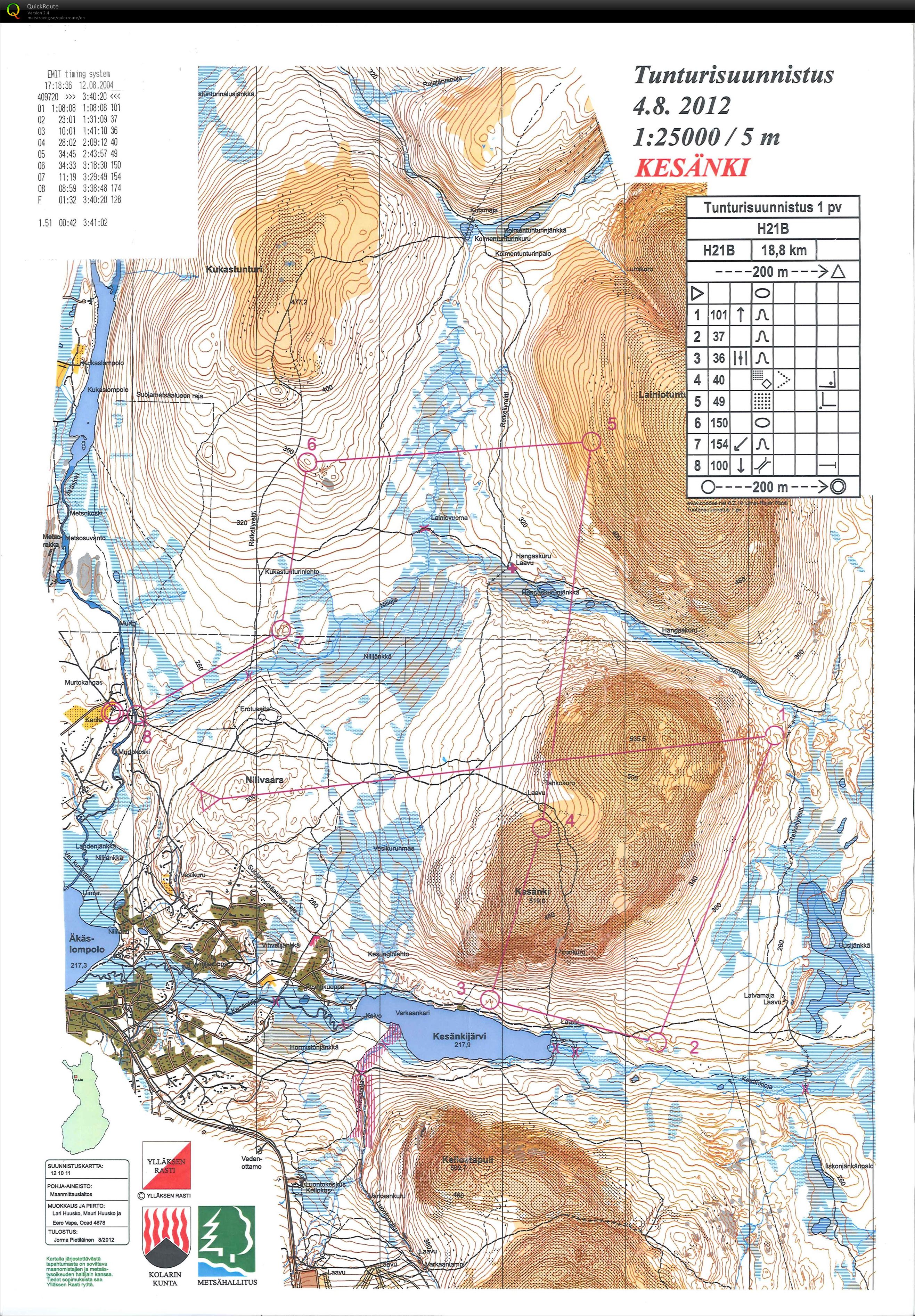 Tunturisuunnistus 2012 - Ylläs - 1.päivä (04/08/2012)