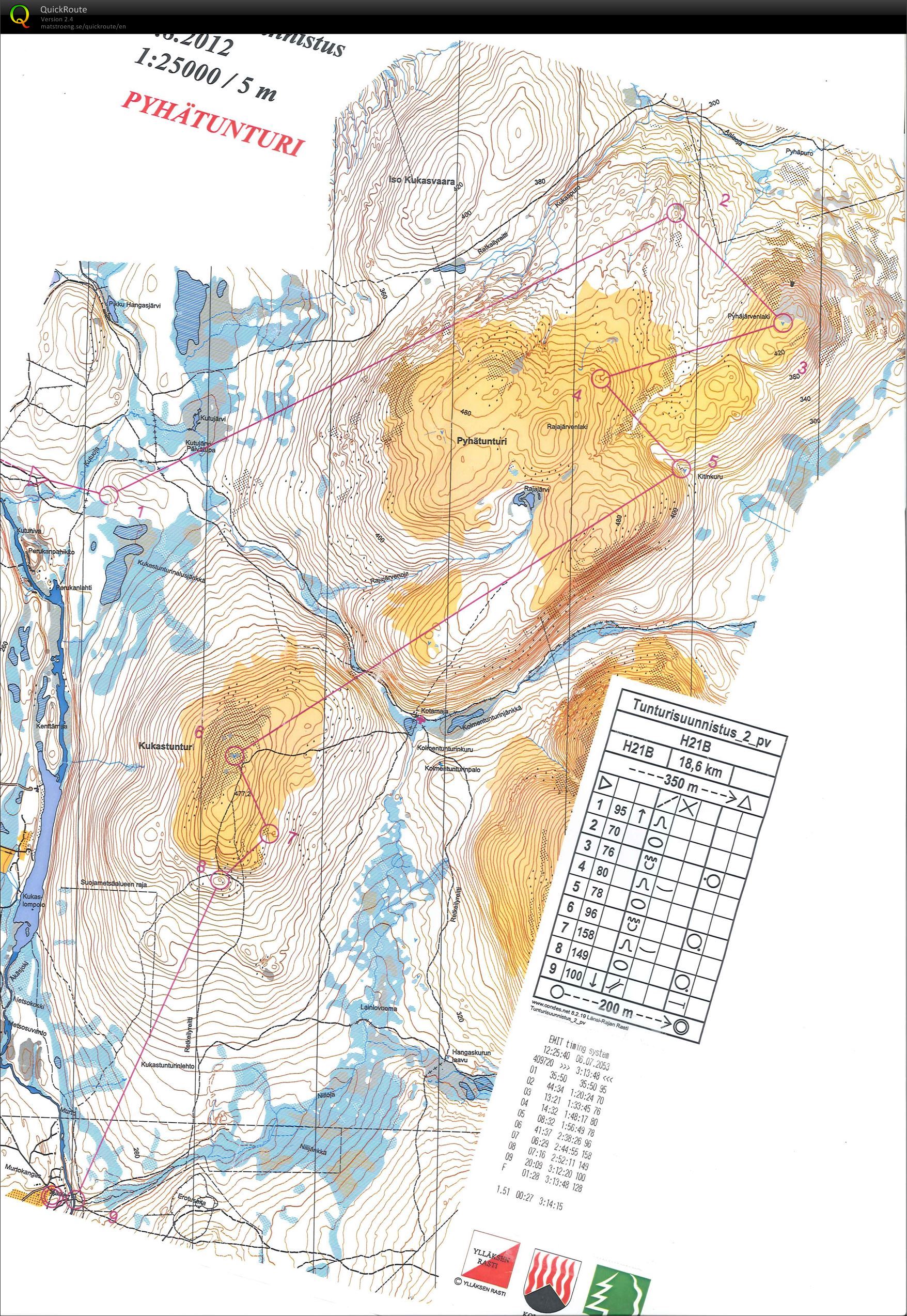 Tunturisuunnistus Ylläs 2012 Pv 2 kevyt (05-08-2012)
