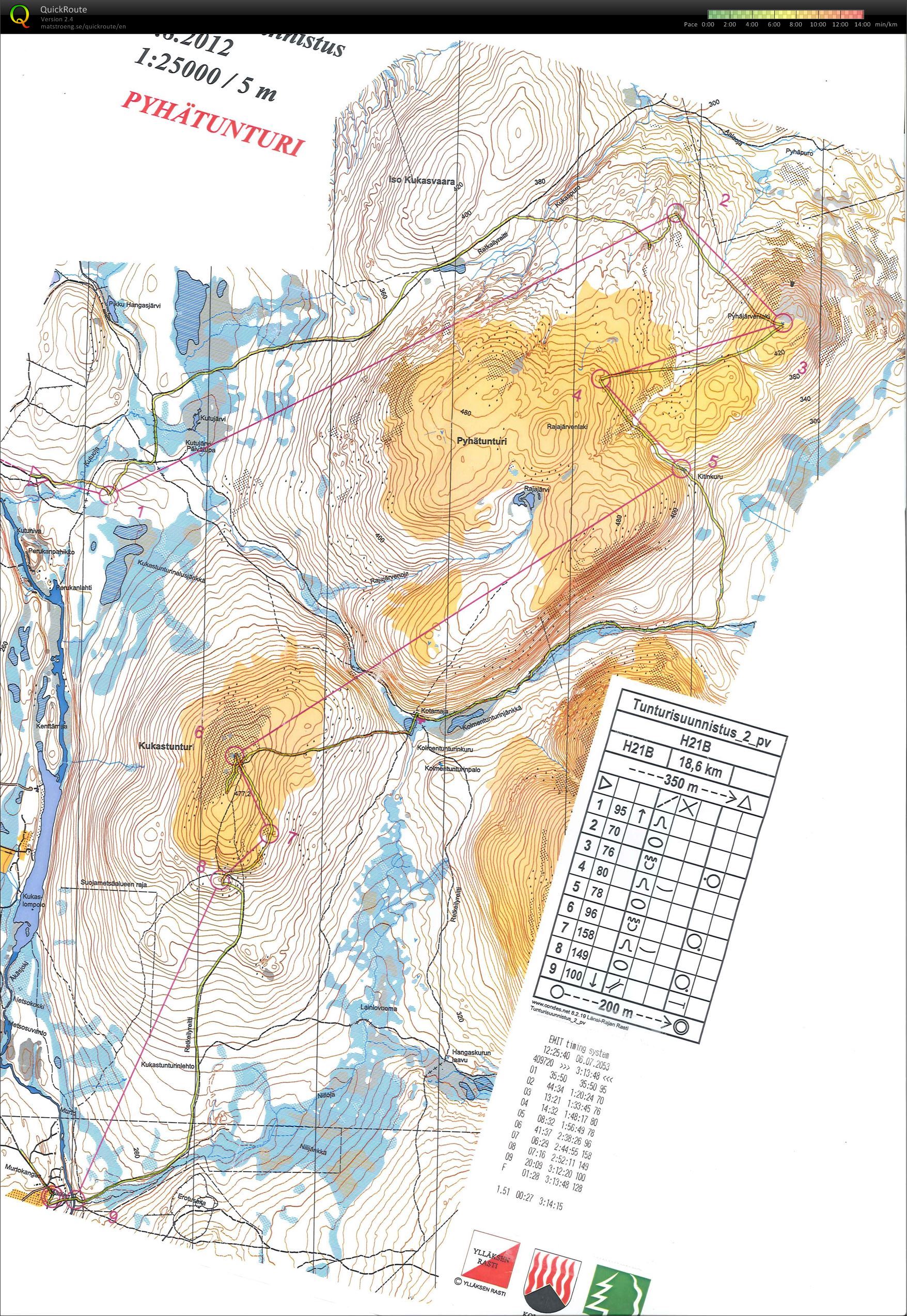Tunturisuunnistus Ylläs 2012 Pv 2 kevyt (05-08-2012)