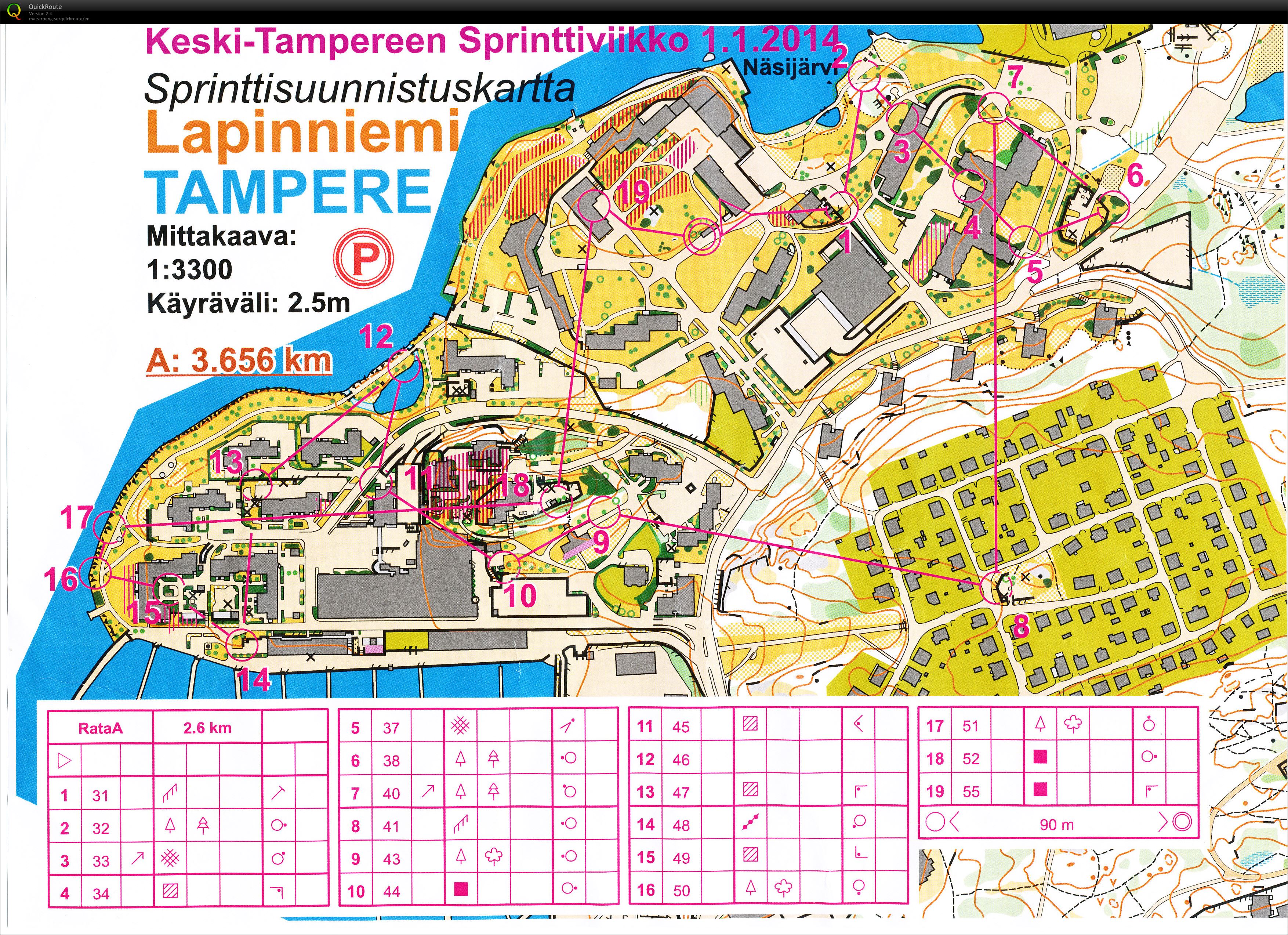 Keski-Tampereen Sprinttiviikko osakilpailu 3 rata A (01/01/2014)