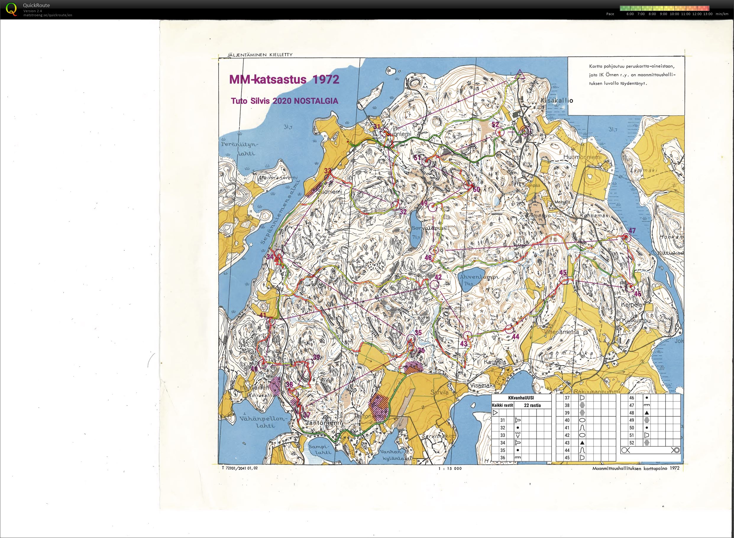 Tuto Silvis Nostalgia Kisakallio - MM-katsastus 1972 -kartta (23/05/2020)