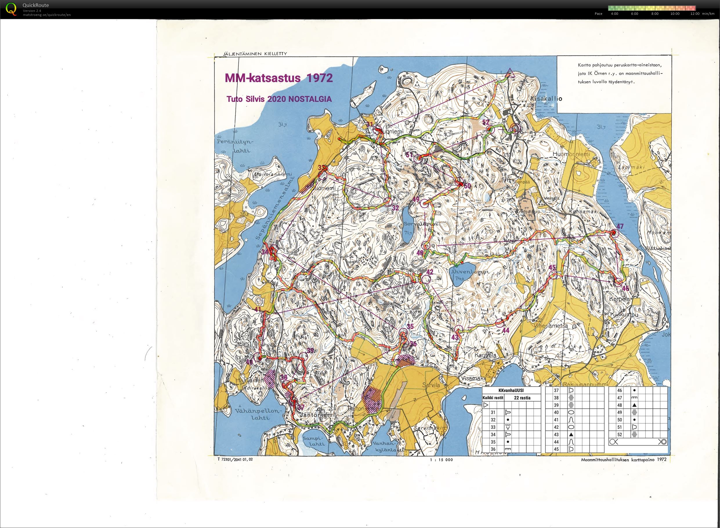 Tuto Silvis Kisakallio Lohja - 1972 MM-kisakatsastus kartalla (23/05/2020)